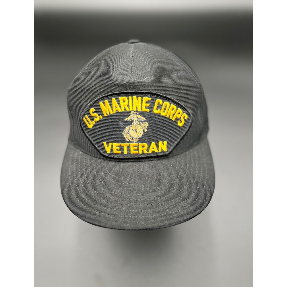 Eagle Crest US Marine Corps Veteran Hat Black Snapback Cap Made in USA USMC